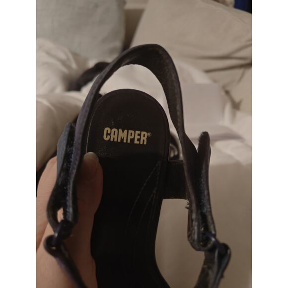 Camper Leather Wedge Laura Sandals in Navy Blue US Size 7/ EU 38 - Picture 5 of 6